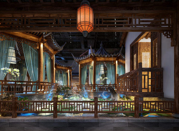 北京辣莊簋街店古典中式餐飲空間設計